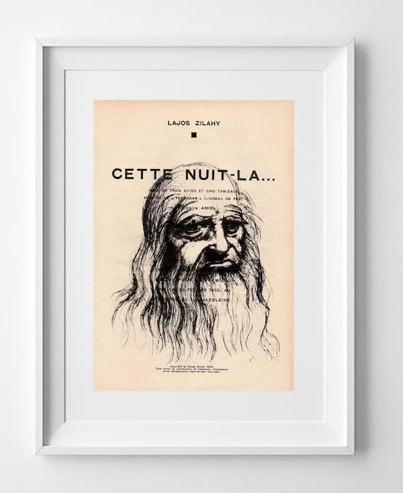 Leonardo da Vinci Drawing Vintage Art Print