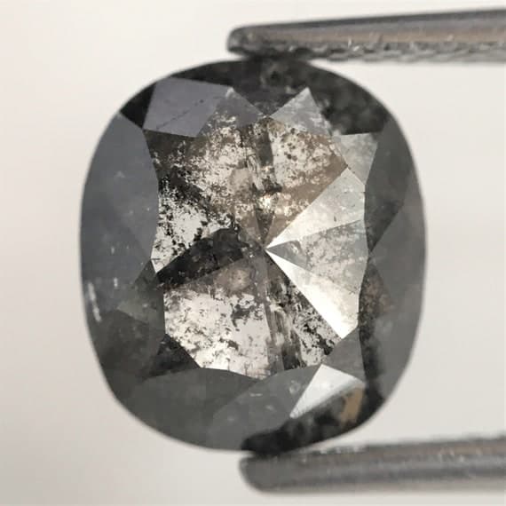 2.11 Ct Oval Salt and Pepper Diamond - Rose Cut Loose Stone