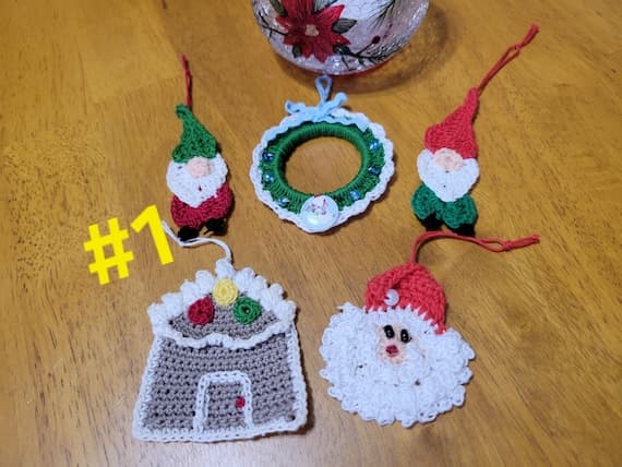 Set of 5 Hand Crocheted Ornaments