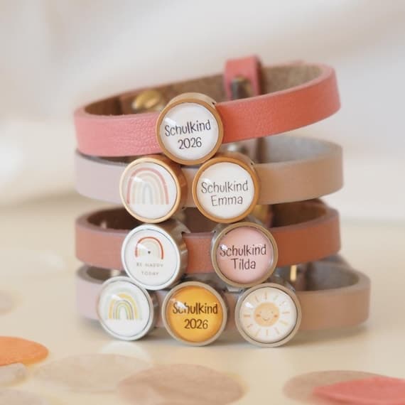 Personalized leather charm bracelet for school children