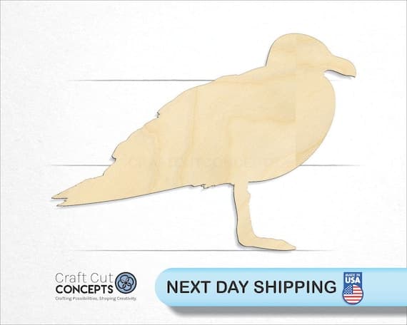 Laser-cut seagull wooden craft shape