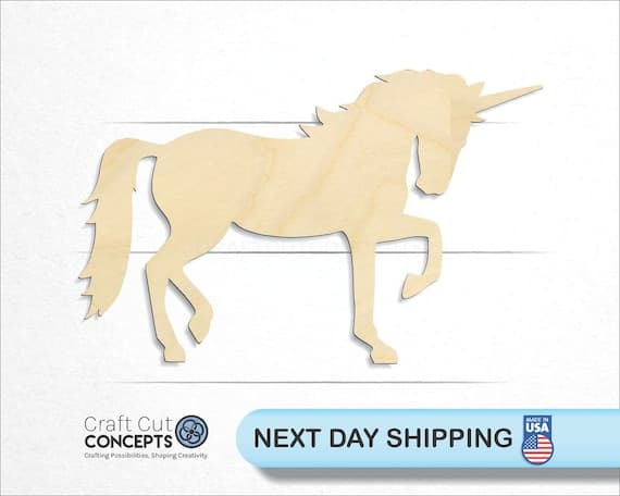 Unfinished Laser Cut Unicorn Wood Shape
