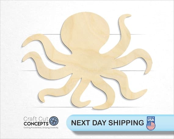 Laser Cut Baltic Birch Octopus Craft Shape