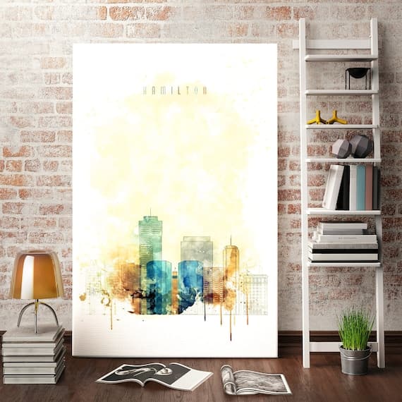 Hamilton skyline canvas wall art