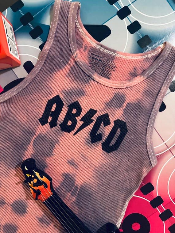 abcd rockstar purple & pink tie-dye tank top unisex for toddlers 4T - 5T handmade hand dyed