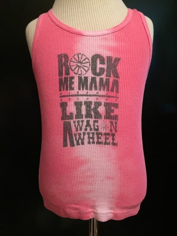 rock me mama like a wagon wheel tie-dye pink & white tank top unisex for toddlers 2T-3T handmade hand dyed