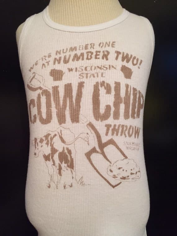 wisconsin state cow chip throw white & gold tank top unisex for toddlers 4T 5T handmade