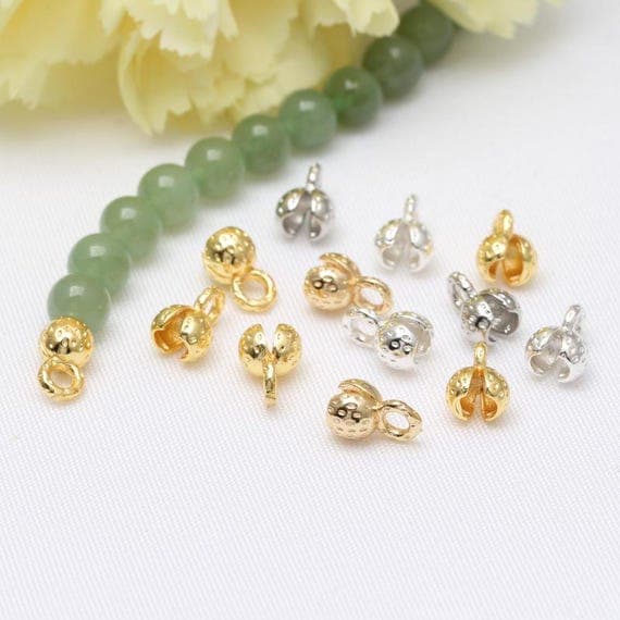 Gold Plated Brass Crimp Beads and Cord Ends Set