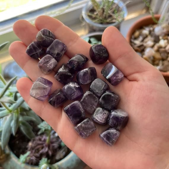Small chevron amethyst pocket stone