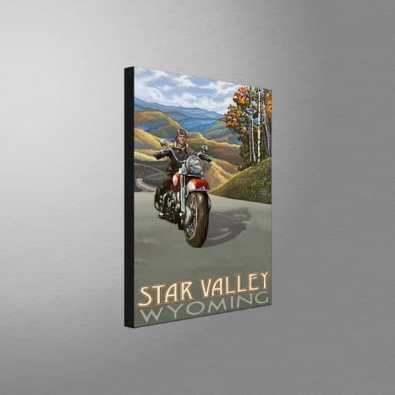 Star Valley Wyoming motorcycle travel poster art print