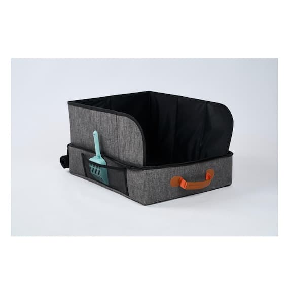 Mr. Peanut's Portable Foldable Travel Cat Litter Box – Waterproof and Collapsible with Scoop Pocket for Road Trips, Hotels, RV & Home