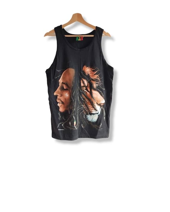 2005 Bob Marley Jamaica Collection Tank Top T-Shirt Black Size M Made In Mexico Hope road Music