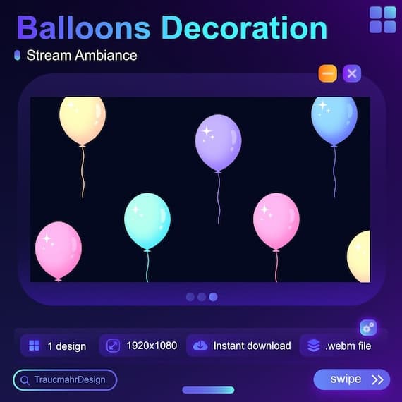 Pastel balloons animated stream overlay