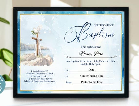 Editable Baptism Certificate