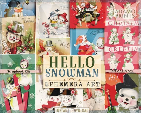 Vintage Christmas Art Collage Sheet