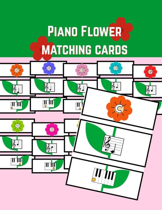 Piano Flower Matching Card Game