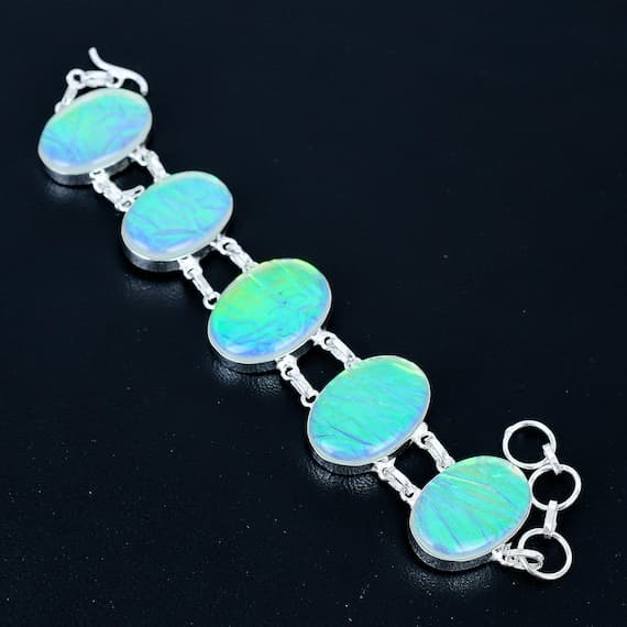 Ethiopian Opal and Sterling Silver Adjustable Bracelet