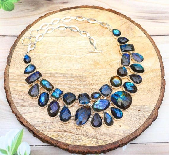 Labradorite Cluster Statement Necklace
