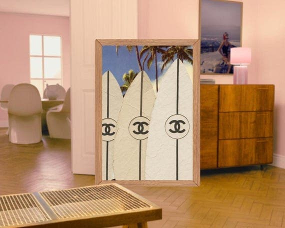 Tropical Surfboard Digital Poster