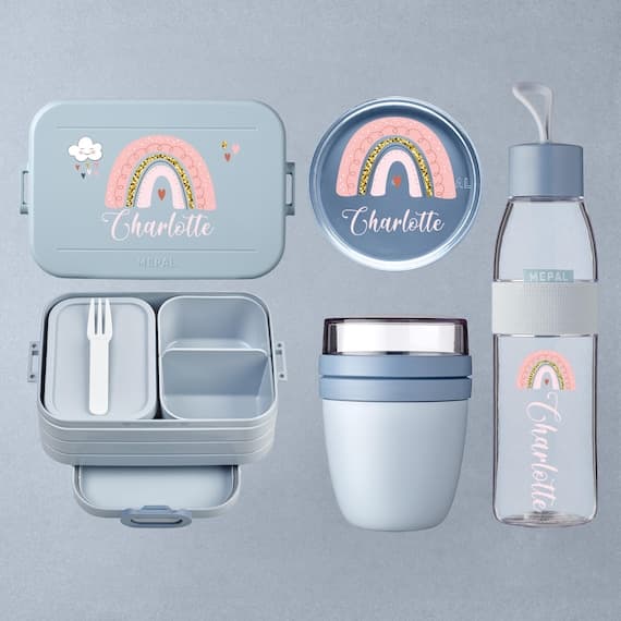 Bento Lunchbox Set with Water Bottle and Snack Pot