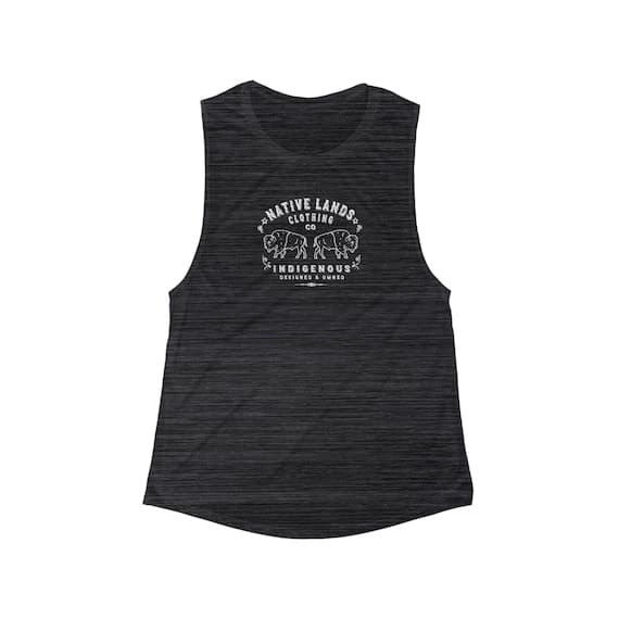 Womens Bison Muscle Tank Top - Honoring First Nations, Inuit, Native American Indigenous Cultures