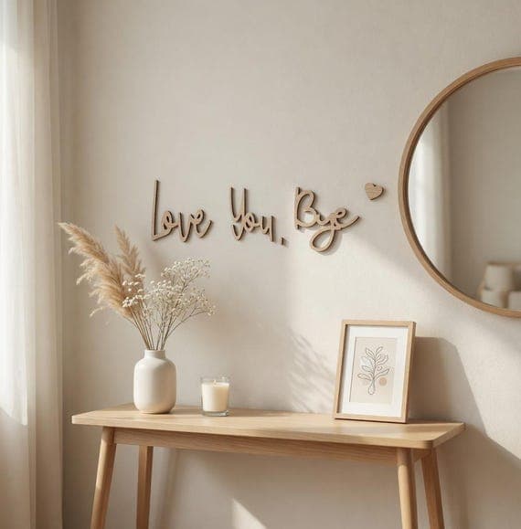 Wooden Love You, Bye Wall Decal Set