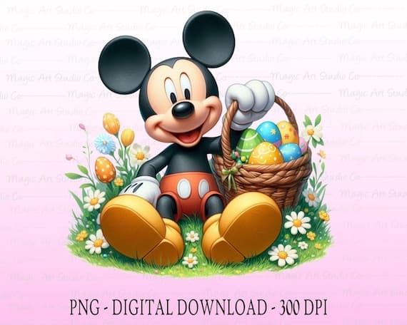 Easter cartoon mouse clipart set