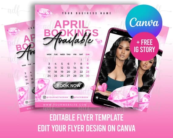 April appointment flyer template for beauty services
