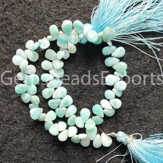 Natural Blue Larimar Pear Shape Gemstone Beads