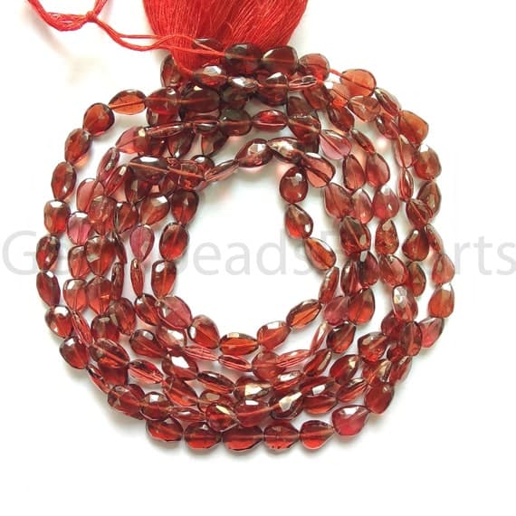 Mozambique garnet briolette beads in pear shape