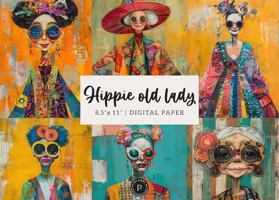 Hippie Whimsical Digital Scrapbooking Kit