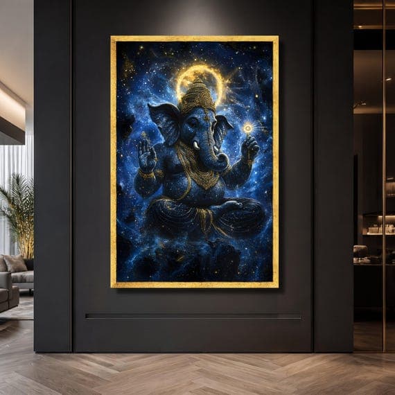 Cosmic Lord Ganesha Canvas Wall Art