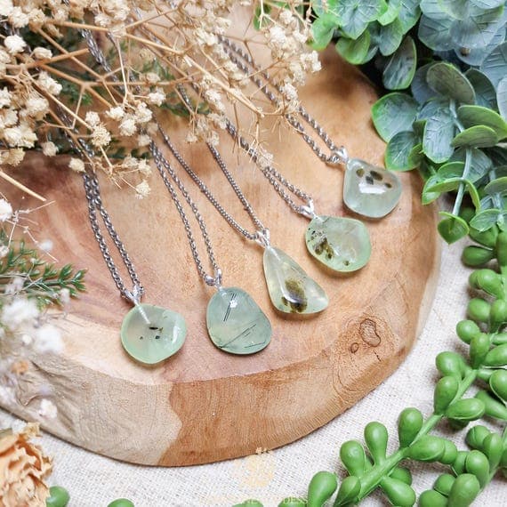 Epidote in Prehnite Pendant Necklace