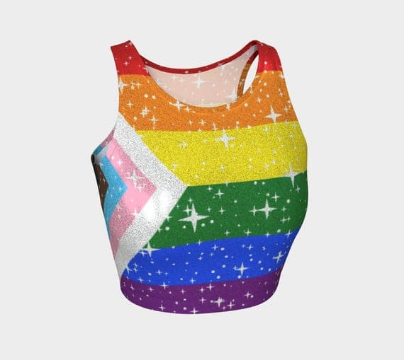 Progress Pride Flag Glitter Tank Top - Lightweight Stretchy Performance Fabric