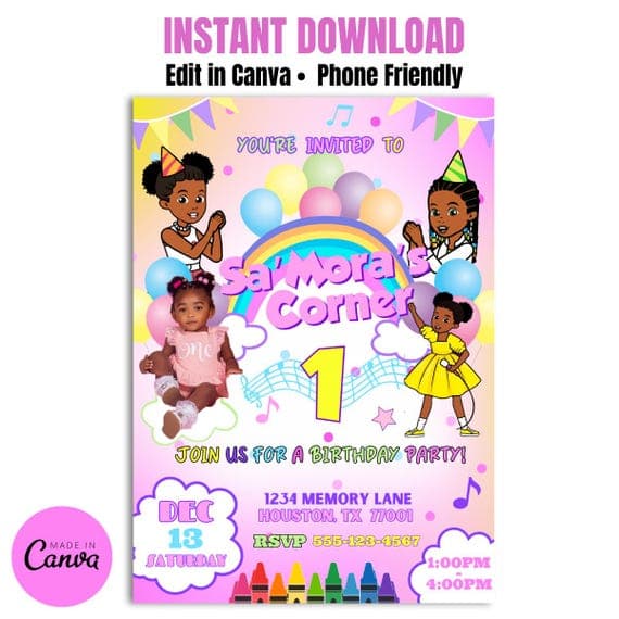 Gracie's Corner Music-Themed Birthday Invitation