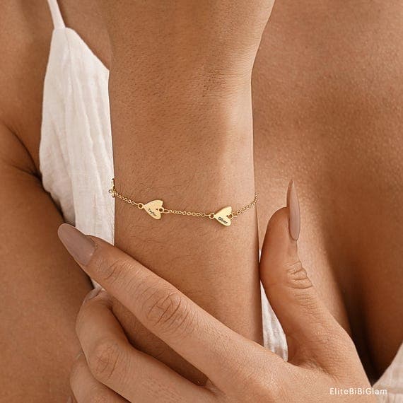 Personalized Heart Charm Bracelet
