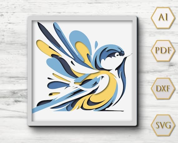 Layered Sparrow Bird SVG Template