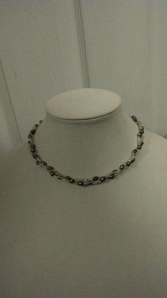 Genuine Black Pearl Choker Necklace