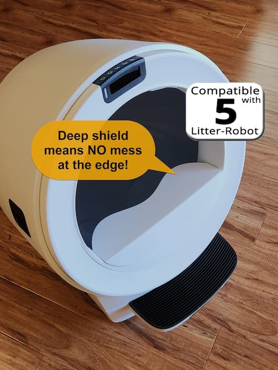 Litter-Robot 5 No-Edge-Mess Fence - Stops Edge Mess & Litter Tracking with Deep Top Platform - Litter Blocker - Third-party Accessory