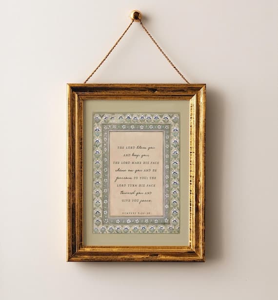 Numbers 6:24–26 Scripture Print with Floral Border