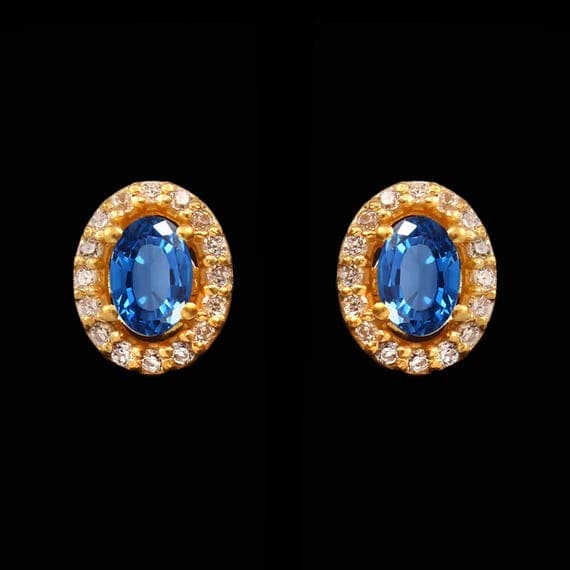 Indicolite Blue Tourmaline Stud Earrings in Sterling Silver
