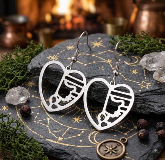 Sterling Silver Mother and Baby Heart Drop Earrings