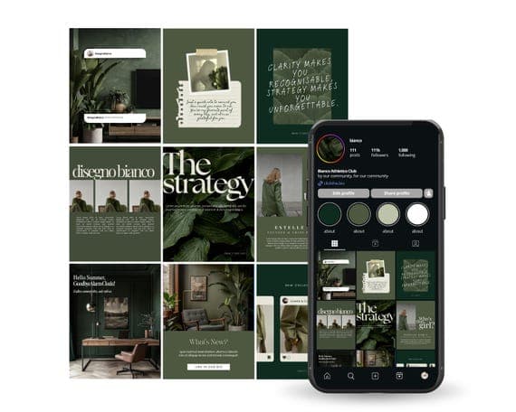 Dark Green Minimal Instagram Template Bundle