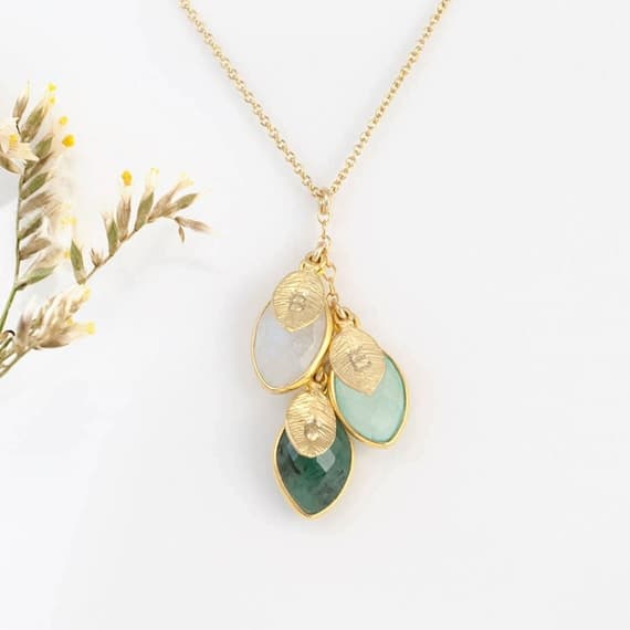 Personalized Birthstone and Initial Necklace
