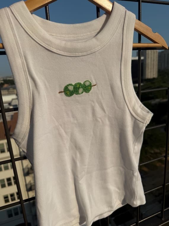 Olive Beaded Embroidery Tank Top