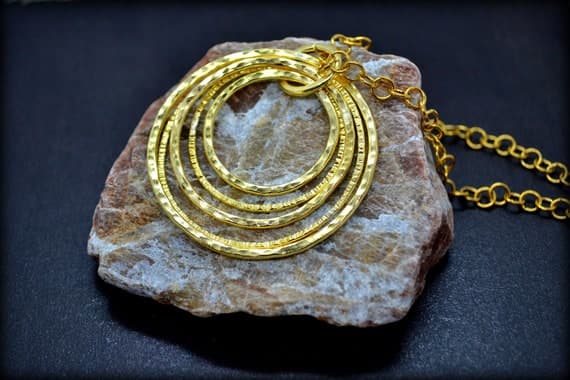 Textured Open Circle Pendant Necklace