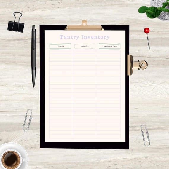 Minimalist Pantry Inventory Printable PDF