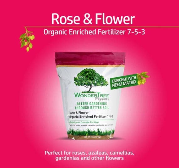 WonderTree Organics Rose & Flower Organic Enriched Fertilizer, 7-5-3, 4 lbs