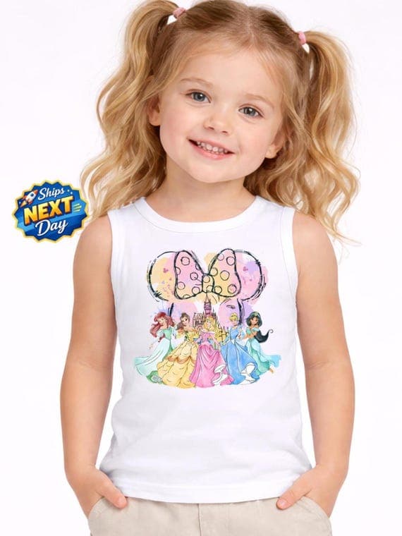 Disneyland Princess Bow Toddler Tank Top Disney Watercolor Princess Jersey Tank Top Walt Disney Girls Trip Shirt Disney Family Trip Tanks