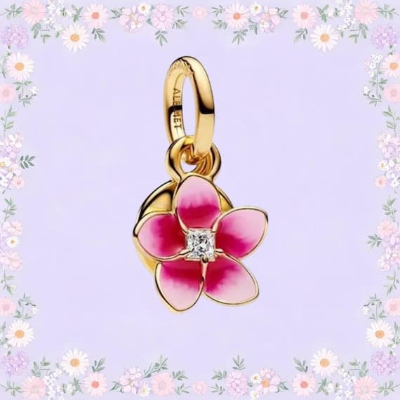 Moana Pink Flower Dangle Charm Pendant